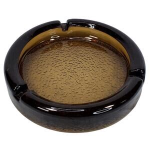 MCM Art Deco Boho Smoked Glass Smoke Grey Pebble Textured Bottom 3 Slot Vtg